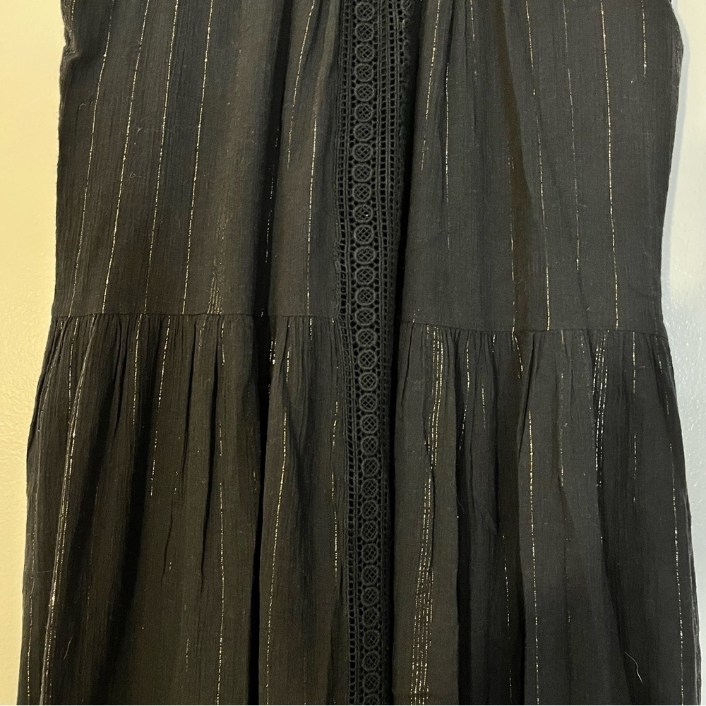 Maeve | Abilene tiered ruffle maxi dress Crochet top gold stripe Women’s size XS - Picture 5 of 12